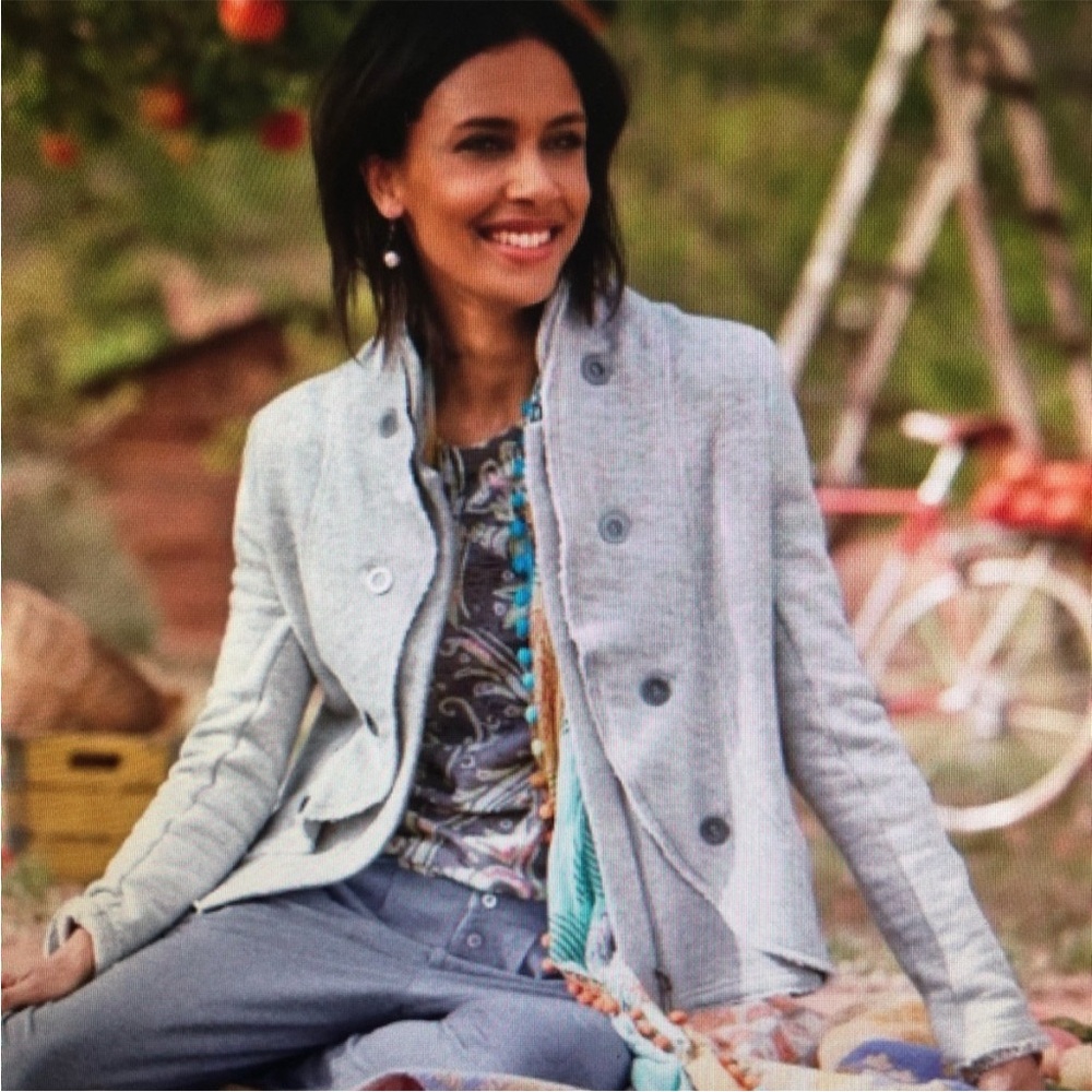 Sundance Light Gray Double-Breasted Wool Blend Jacket
